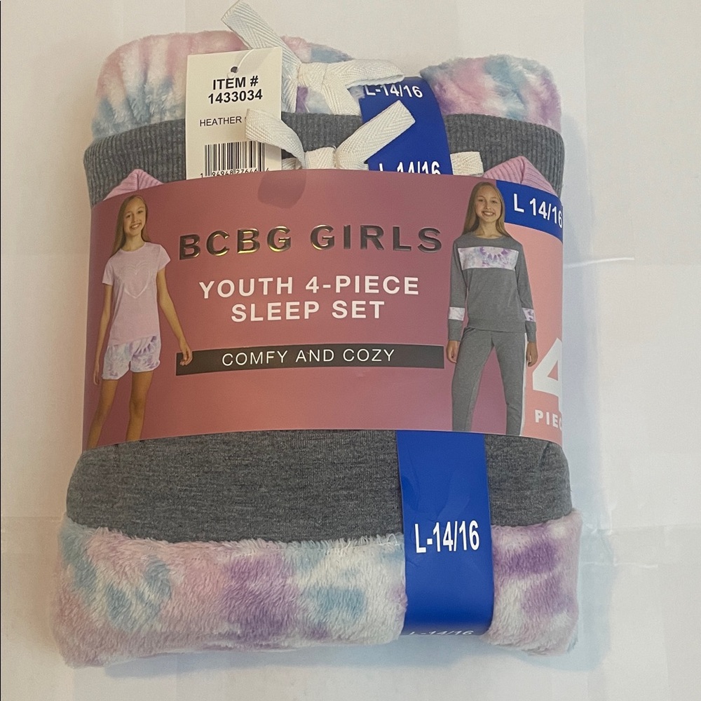 B C B G Girls Youth 4 - Piece Sleep Set Heather Grey Size, L-14/16 / Z1